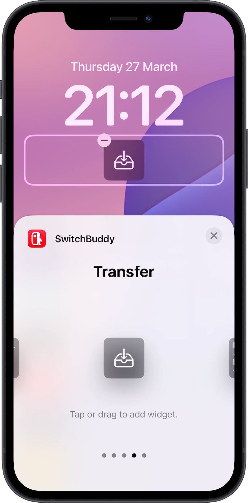 SwitchBuddy faste screenshot transfer lock screen widget