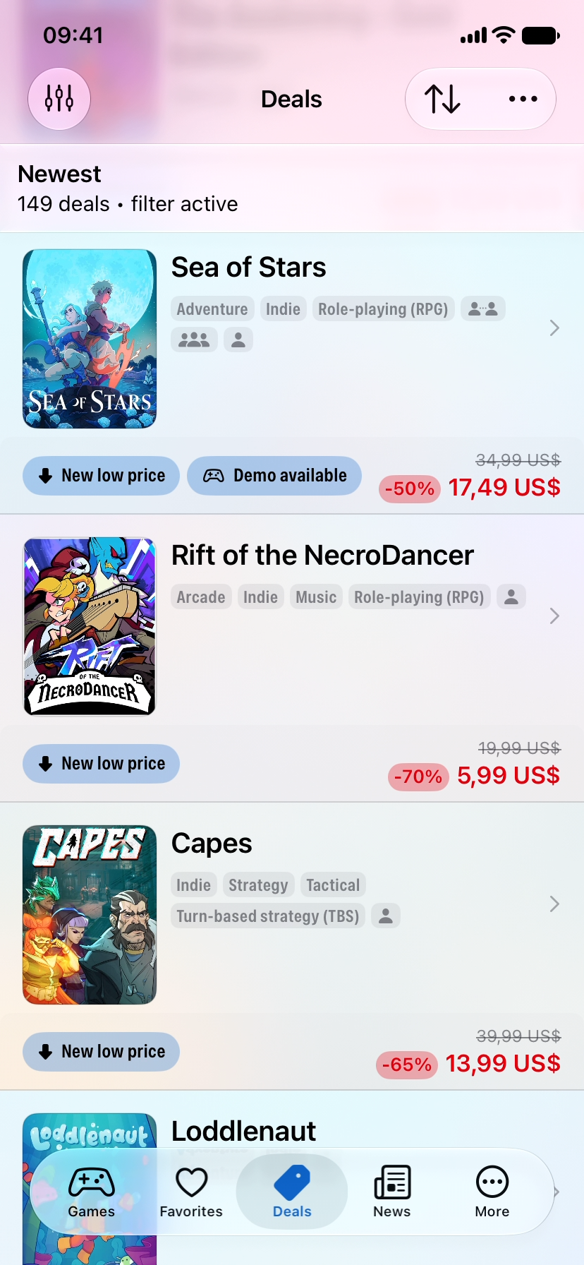 SwitchBuddy new low price filtering option